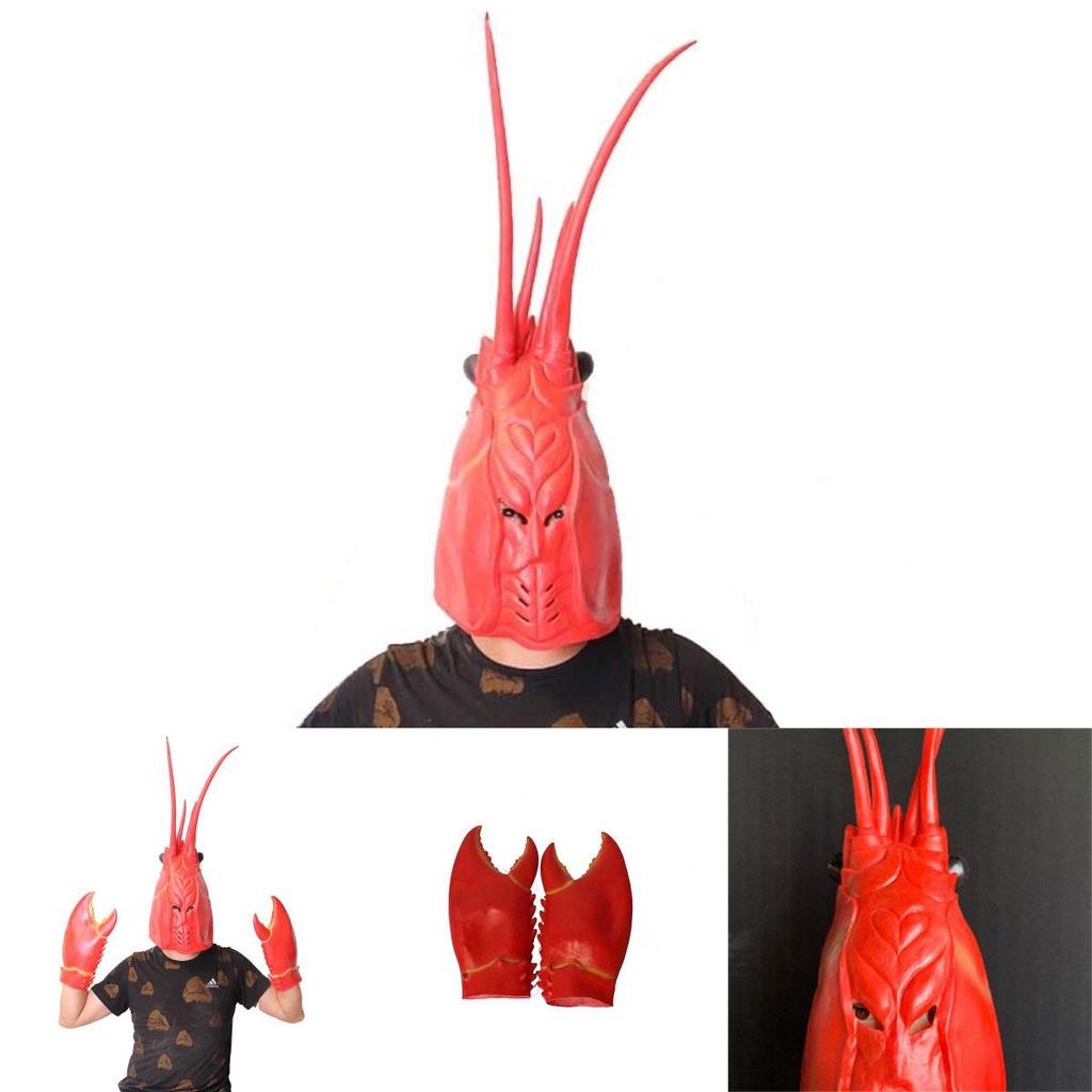 Colorful Dragon Lobster Headpiece Clawed Latex Gloves For Theatrical Performances Unique Cosplay Props