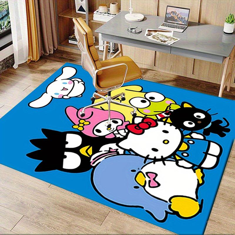 Office Rug Hello Kitty, Sanrio Characters Anti-Slip Rug, Machine Washable for Living Room, Bedroom, Office, Multiple Sizes, Bedroom Mat, Decorative Ma