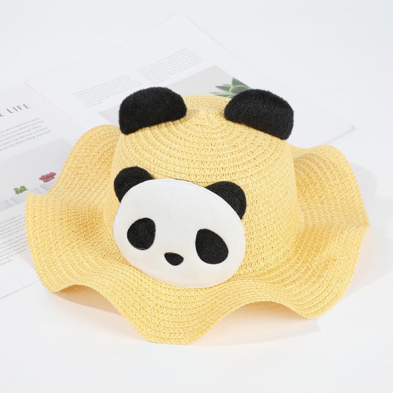 Panda Pattern Kids Summer Sun Hat With Wide Brim For Outdoor Play And Sun Protection