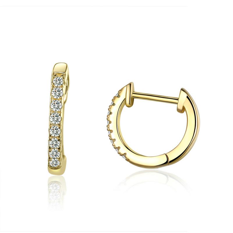 Bamoer 14K Gold Plated 925 Silver Cuff Earrings with Cubic Zircon, 10 Colors Huggie Stud for Women Girl SCE498