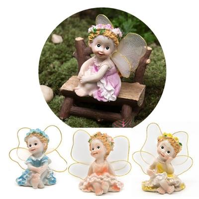 4 Teile/satz Fee Garten DIY Blume Engel Ornament Miniatur Dekor Harz Figuren