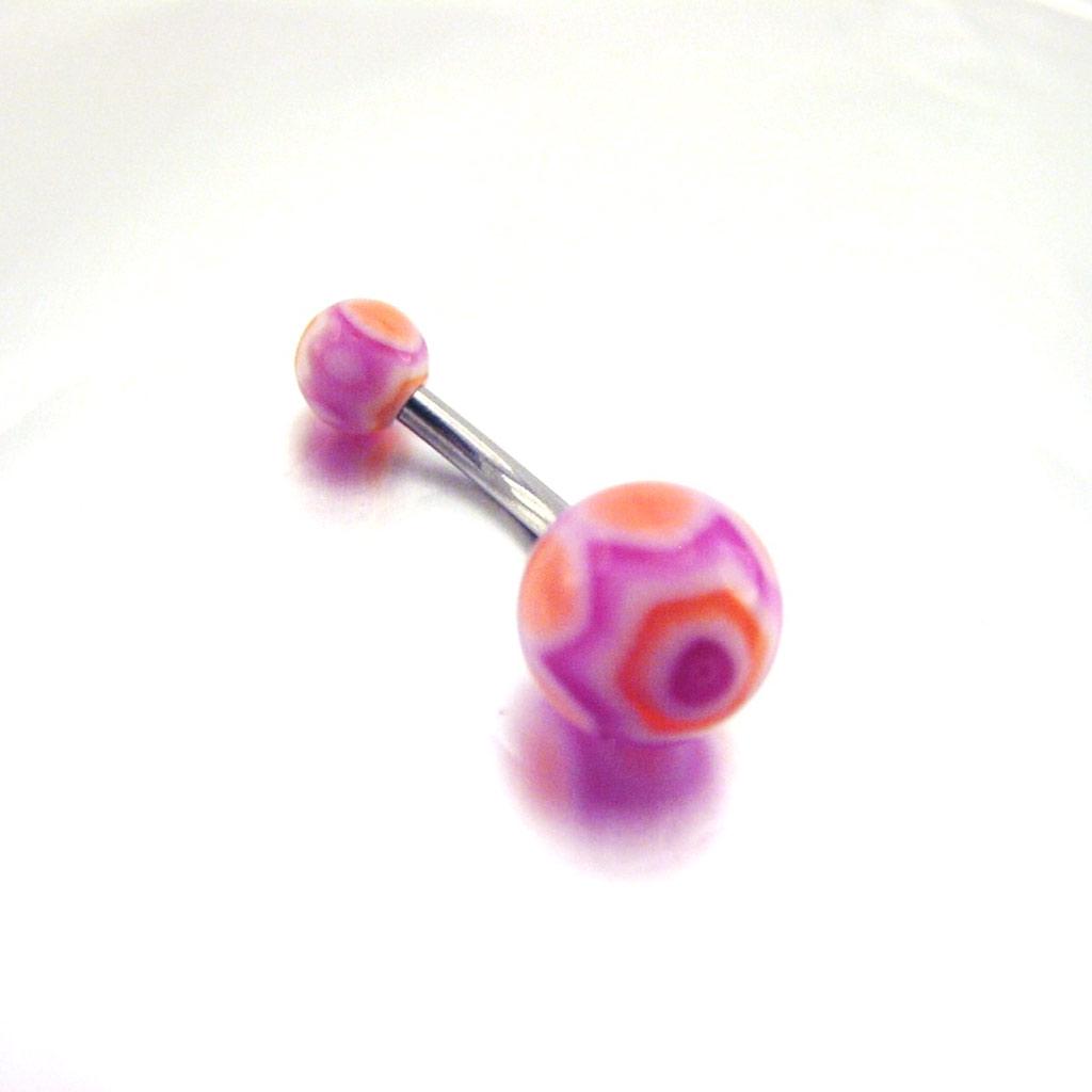 Les Trésors De Lily [C4958] - Body Piercing Ball 'Tecno' Purple Orange