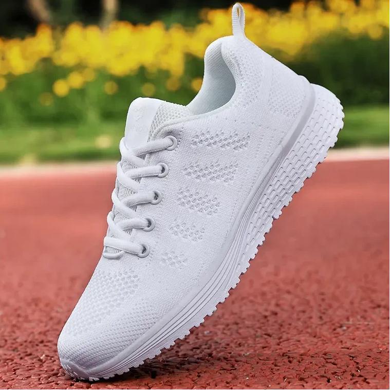 Летняя обувь большого размера с воздухопроницаемостью - Самые продаваемые сетчатые спортивные туфли для повседневной носки, женские, размеры 35-42 35 белый