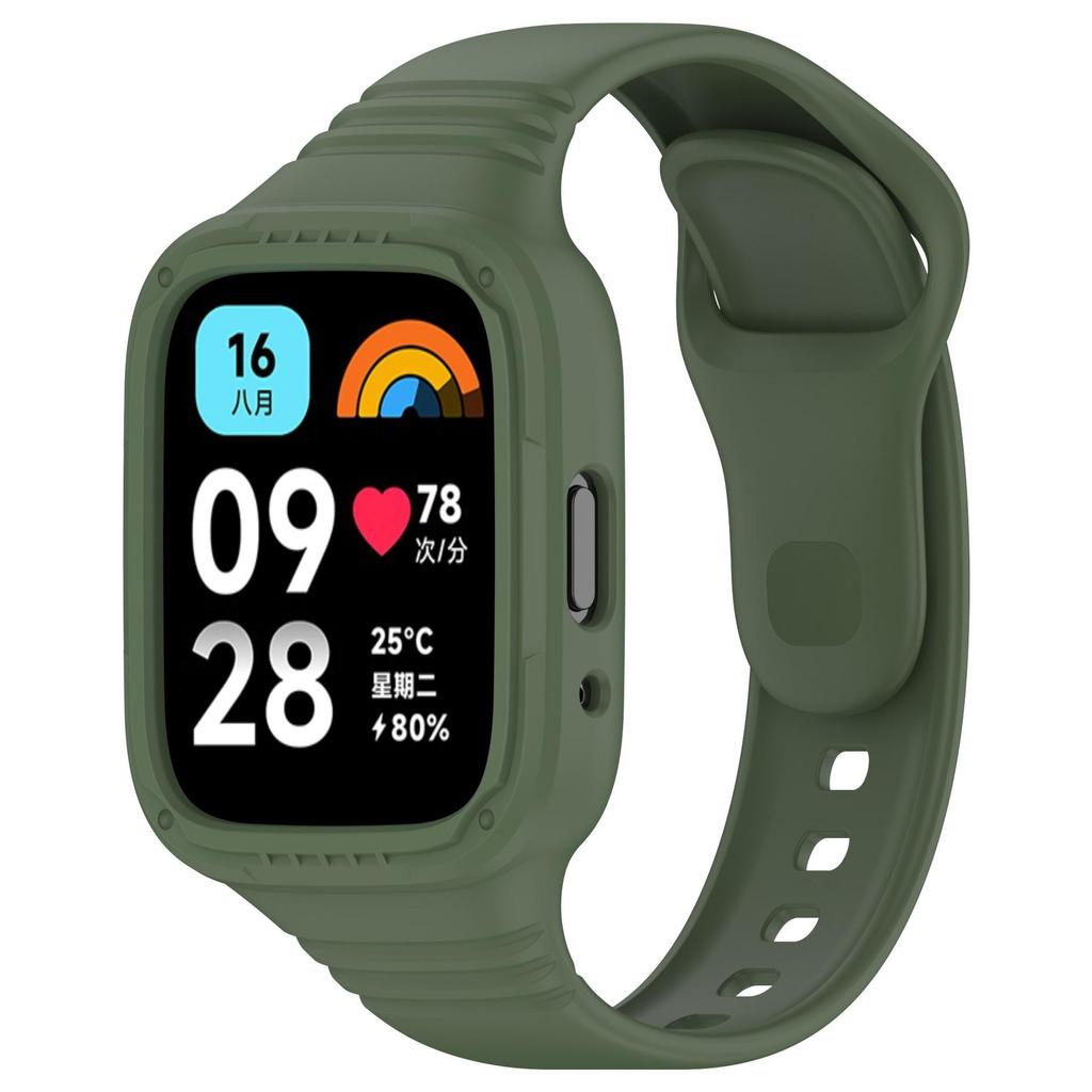 Silicone Strap with Case for Redmi Watch 3 / Redmi Watch 3 Active Strap Replacement Bracelet Protective Shell Cover