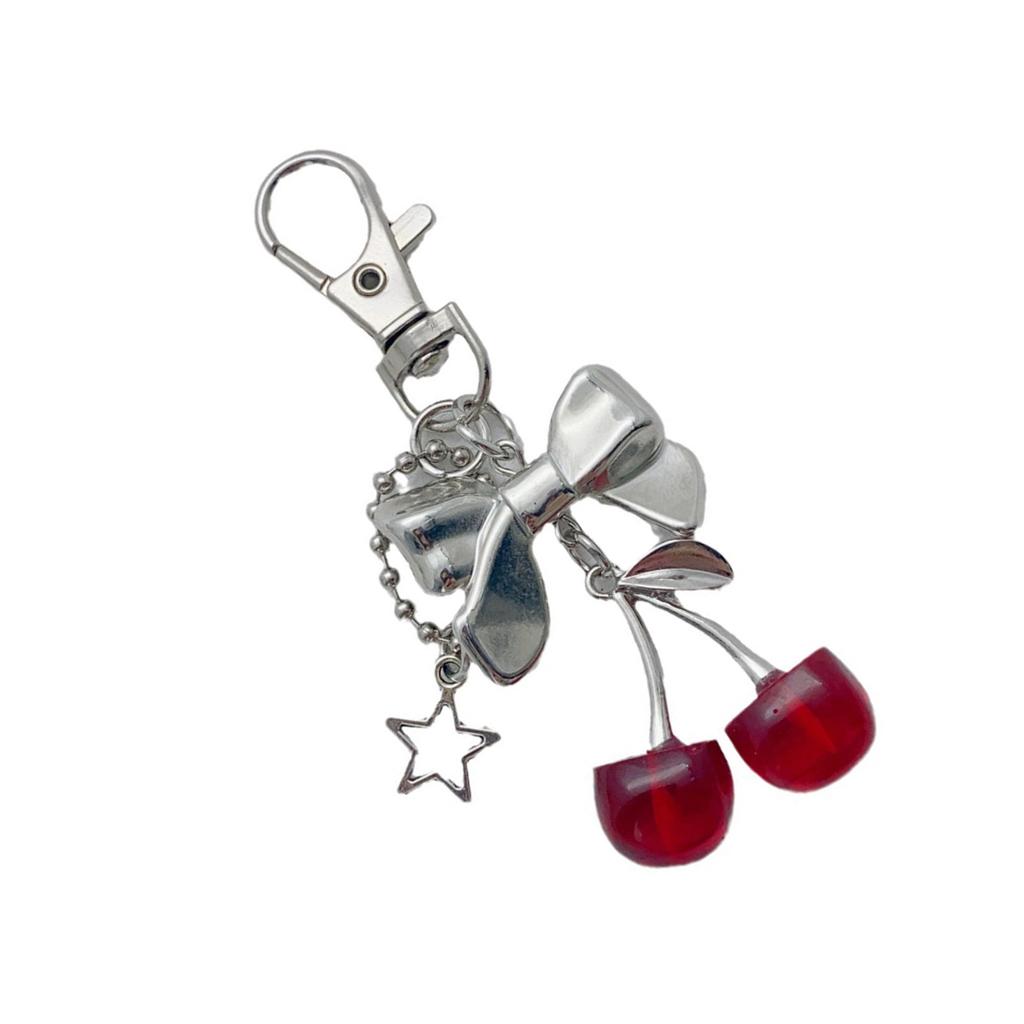 Fashionable Cherrys Bag Charm Keychain for Women with Sturdy Alloy Materials Designs for Purses Handbags Backpacks