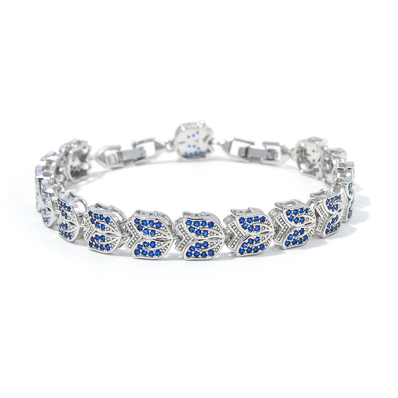 New American Bracelet with Full Set Corundum Zircon Bracelet and Flower Colored Treasure Jewelry From Europe and America