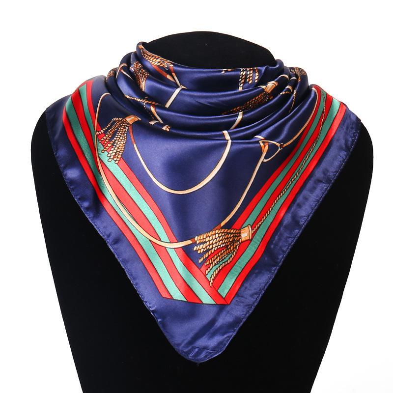 New simulated silk scarf, striped women's small square scarf, flight attendant workplace decoration cm spring and summer silk scarf