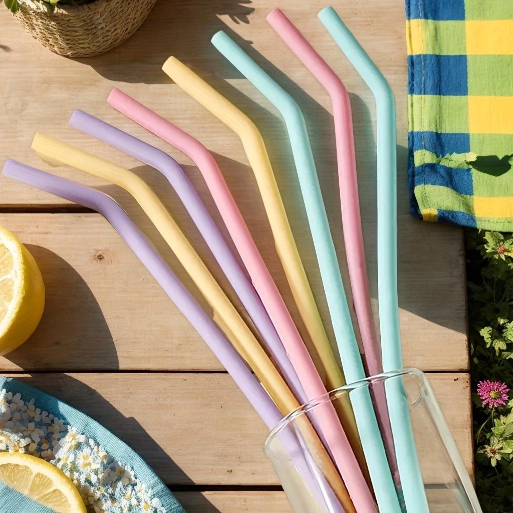Portable Reusable Food-Grade Silicone Straw - Dishwasher Safe & Heat Resistant