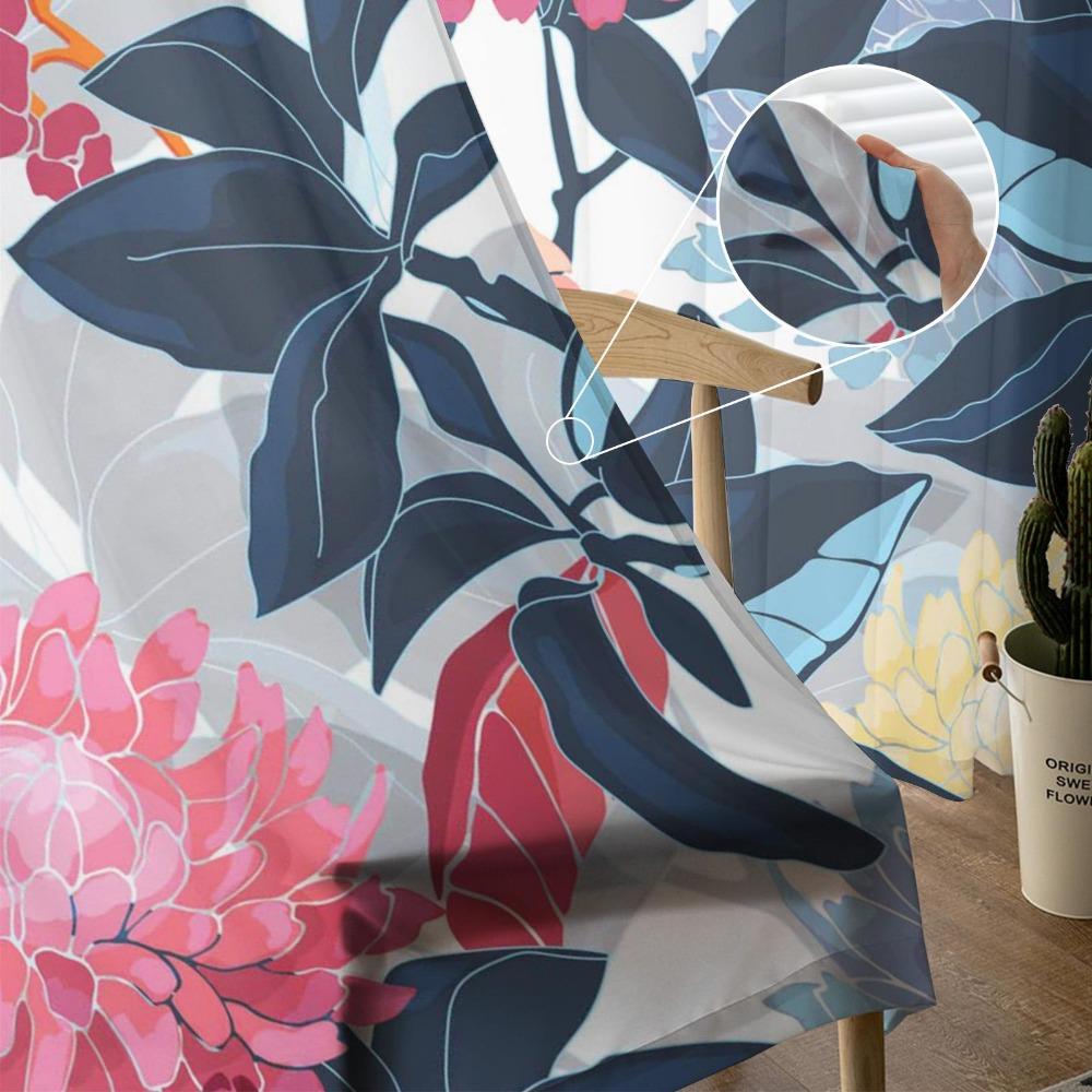 Color Flower Chrysanthemum Sheer Curtains for Living Room Decoration Window Curtains for Kitchen Tulle Voile Organza Curtains