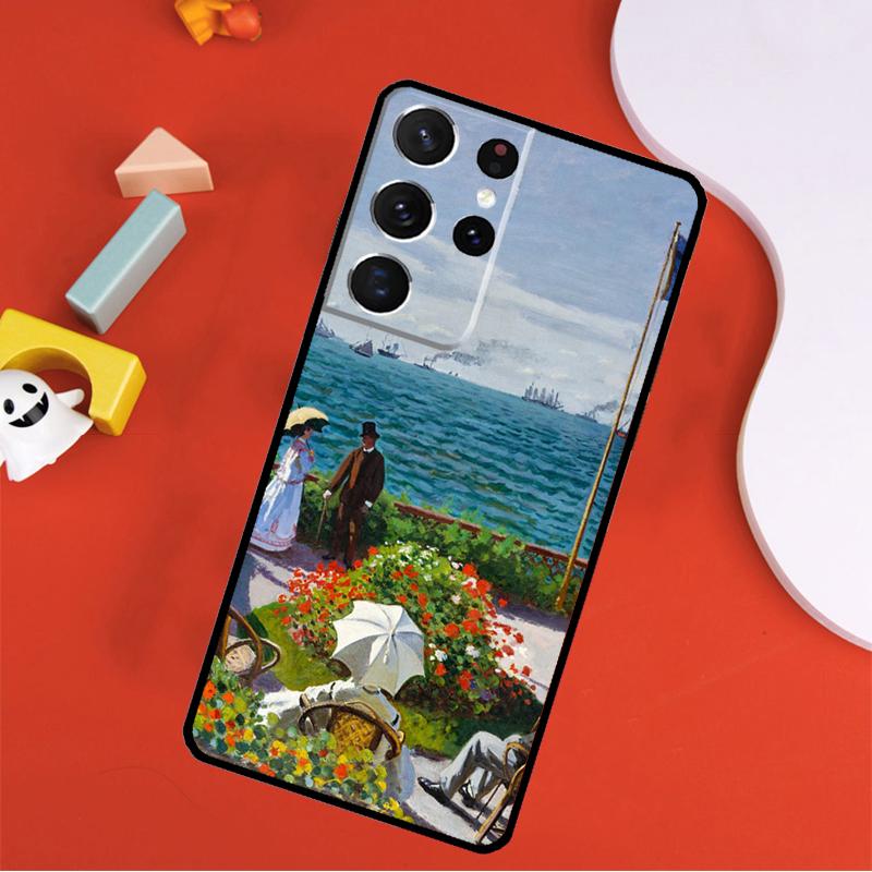 Claude Monet Garden Lotus Bridge Phone Case For Samsung Galaxy S25 Ultra S24 Ultra S9 S10 S20 S21 S22 S23 Plus S24 FE Cover