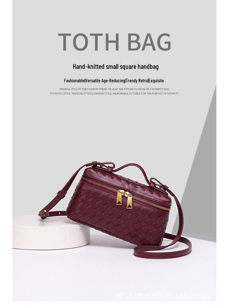 Geantă tip cutie de prânz crossbody la modă, țesută manual