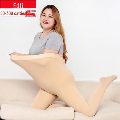 Plus Size Velvet Lined Nude-Look Slimming Pantyhose for Autumn/Winter