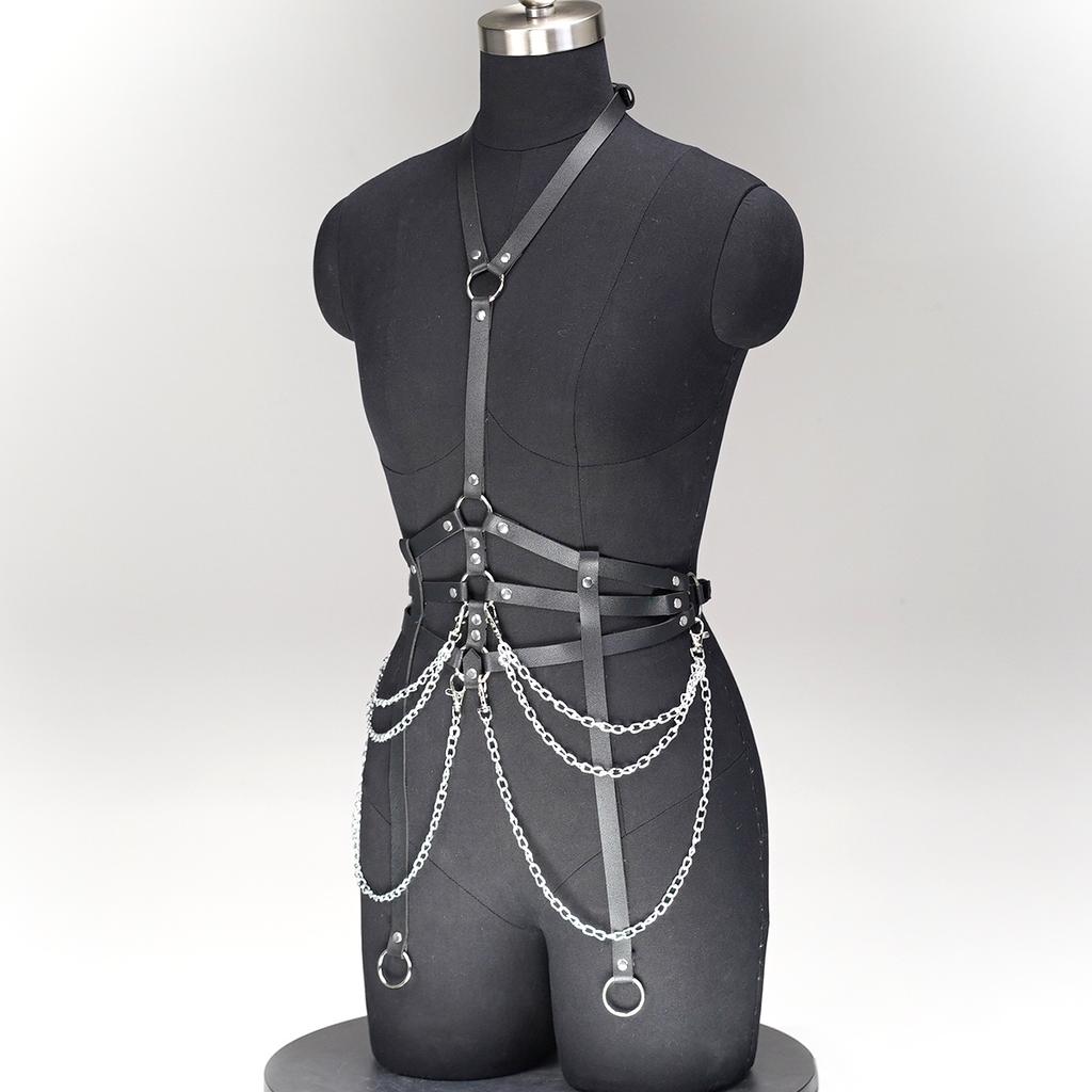 Fashion seat belts, tight corsets, leather underwear, restraint underwear, body seat belts, fetish clothing, gothic punk women's