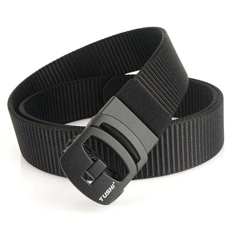 

Nylon Men s Belt Korean Youth Toothless Buckle Waist Alloy Automatic Lengthened Pants Trendy 120cm чёрный