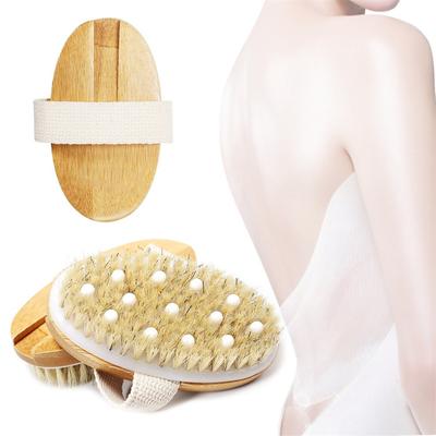 2 In 1 Trockenbürste für den Körper Naturborsten Entferner für abgestorbene Haut Anti-Cellulite Peeling Durchblutung Gesundheit Massage-Werkzeuge