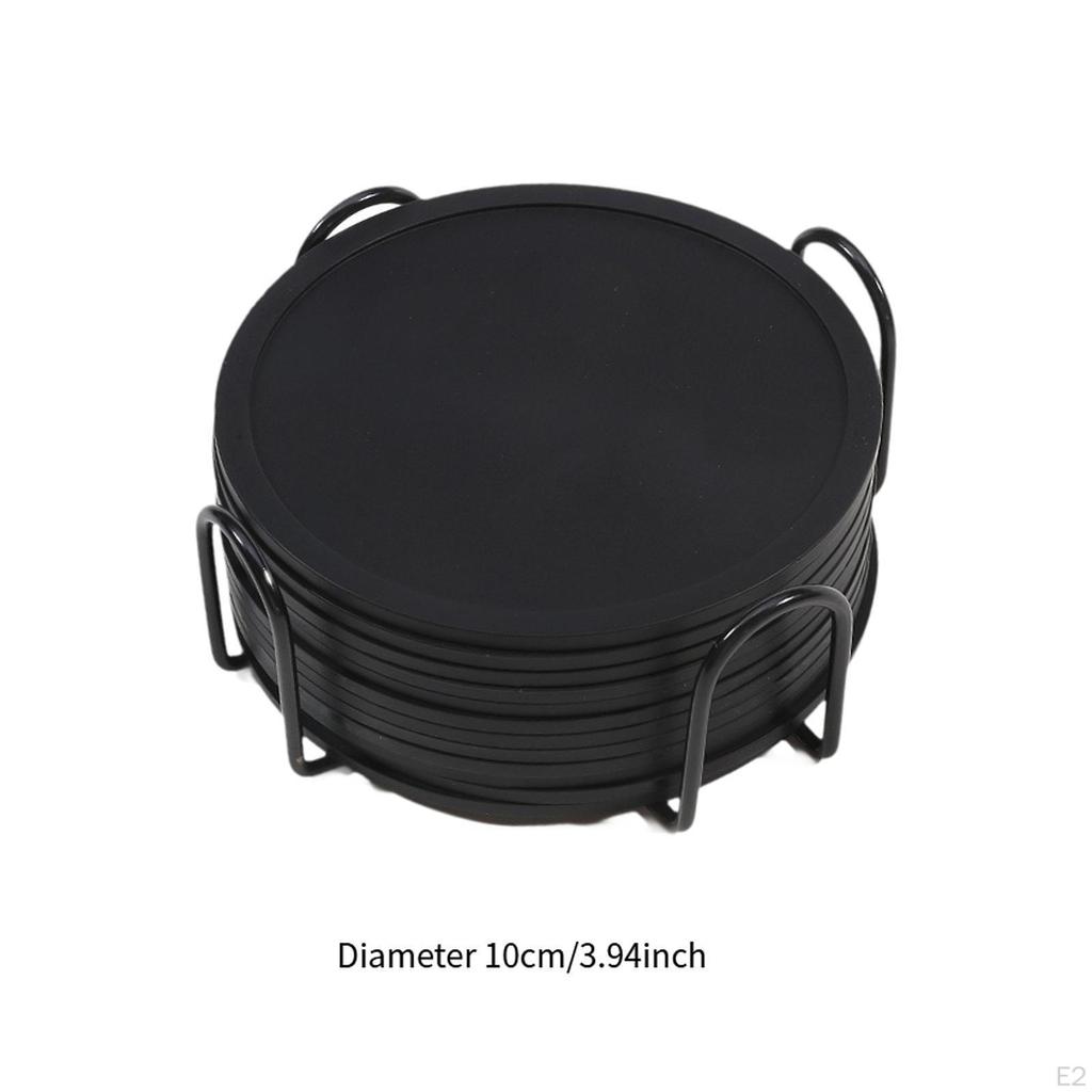 12 Pieces 10cm Silicone Coasters Coffee Coaster Heat Resistant Glass Cushion for Restaurant