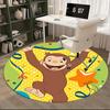 Curious George Chair Mat Round Rug-Office Carpet, Machine Washable, Non-slip, Suitable for Living Rooms, Bedrooms