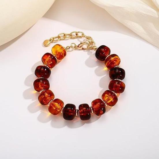 Women Bracelet Bohemian Style Multi-Layered Resin Beaded Bracelet Adjustable Length Versatile Bracelet Wrist Accessory