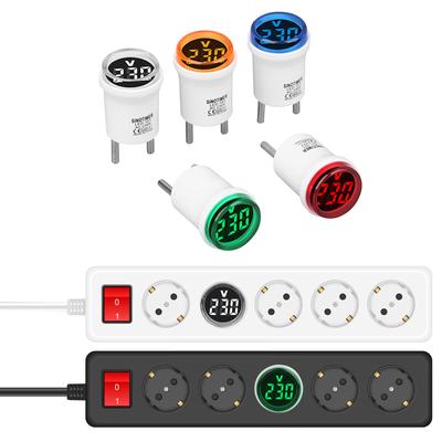 AC230V Digitální měřič napětí Kulatý tester napětí s LED displejem Evropské zástrčky V Digitální voltmetr Indikuje