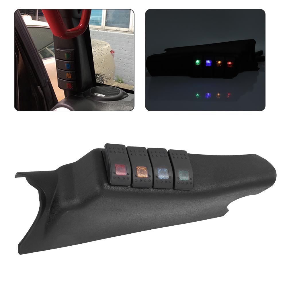 A Pillar Switch Panel Combination Switches with 4 LED Fit for Jeep Wrangler 20072017