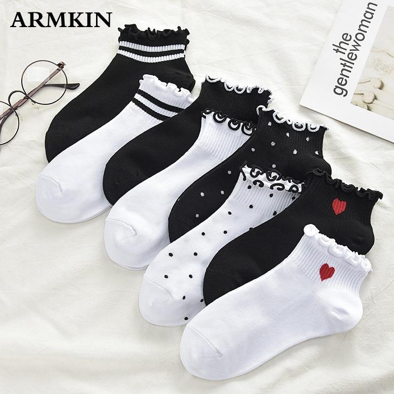 5 Pairs Non slip Love Heart Stealth Socks Cotton Boat Shallow Socks Soft