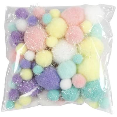 Pastel Pom Poms - 15 To 40 Mm - 62 G