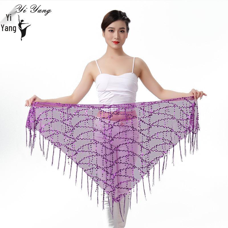 Sequin Tassel Belly Dance Triangle Scarf Waistband for Performance