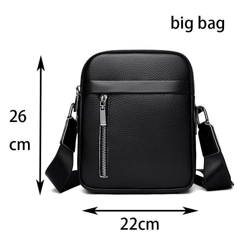 Mini Simple Men's Waterproof Genuine Leather Shoulder Bag Lightweight Black Cell Phone Bag High Quality Crossbody Bag