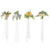 Wedding Aisle Decorations Chair Back Flower Decorations Artificial Flower with Long Ribbon for Ceremony Wedding Party