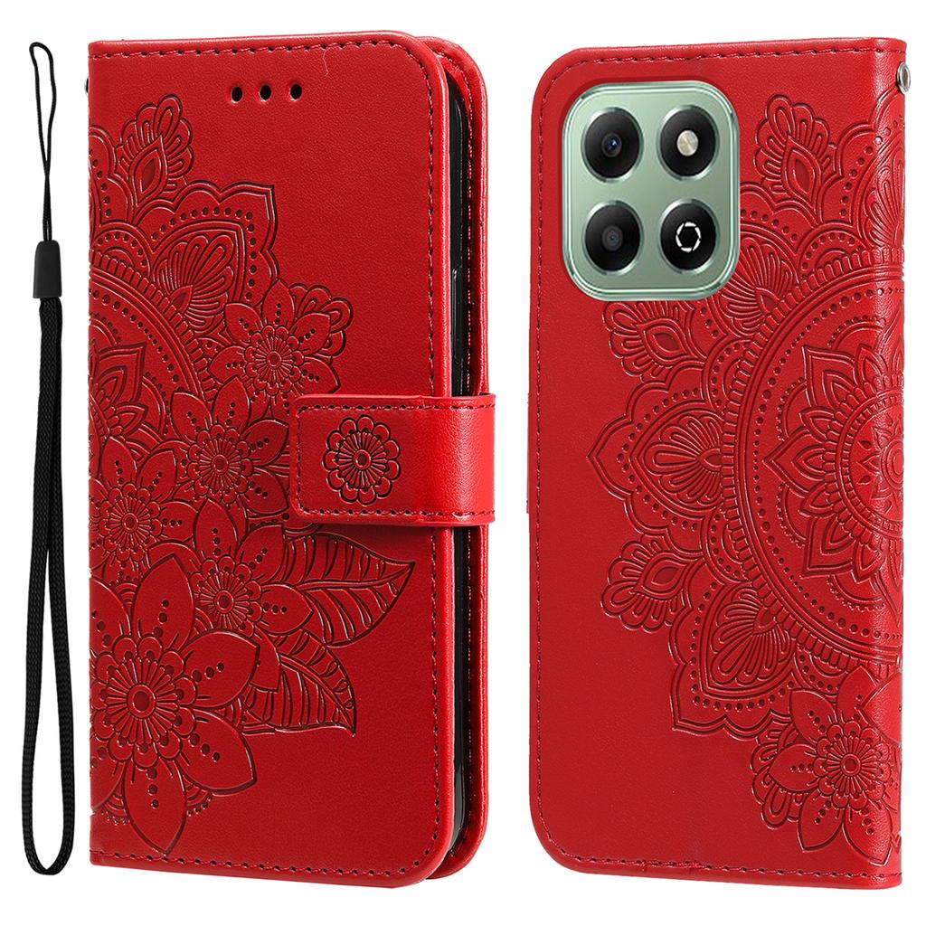 For Honor X6b 4G Case Floral Pattern PU Leather Wallet Stand Phone Cover