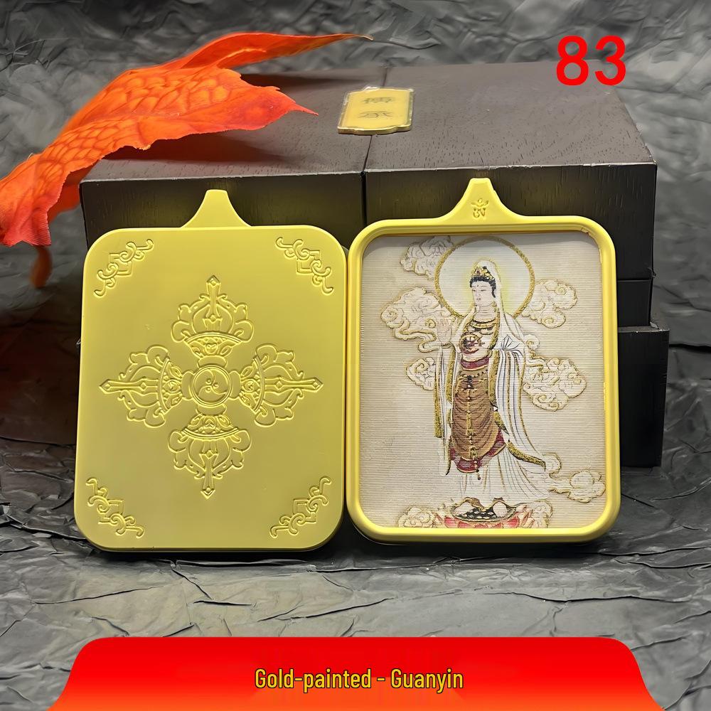

Putuoshan Guanyin Pendant Necklace: Nanhai Guanyin Thangka for Blessing with Child, Bodhisattva Jewelry. Pendant Only