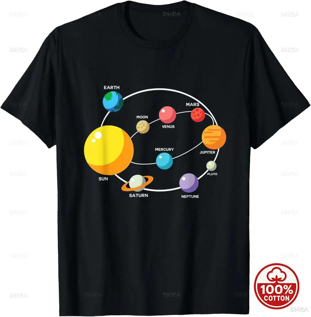Unisex Funny Astronomy Our Solar System Science Education Cotton Loose TShirt Space Lover Graphic Outfits Short Sleeve Clothing