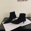 Fashion SUOJIALUN 2025 Winter New Brand Women Ankle Boots Fashion Pointed Toe Back Zip Ladies Short Boots Thin High Heel Dress Chelsea B