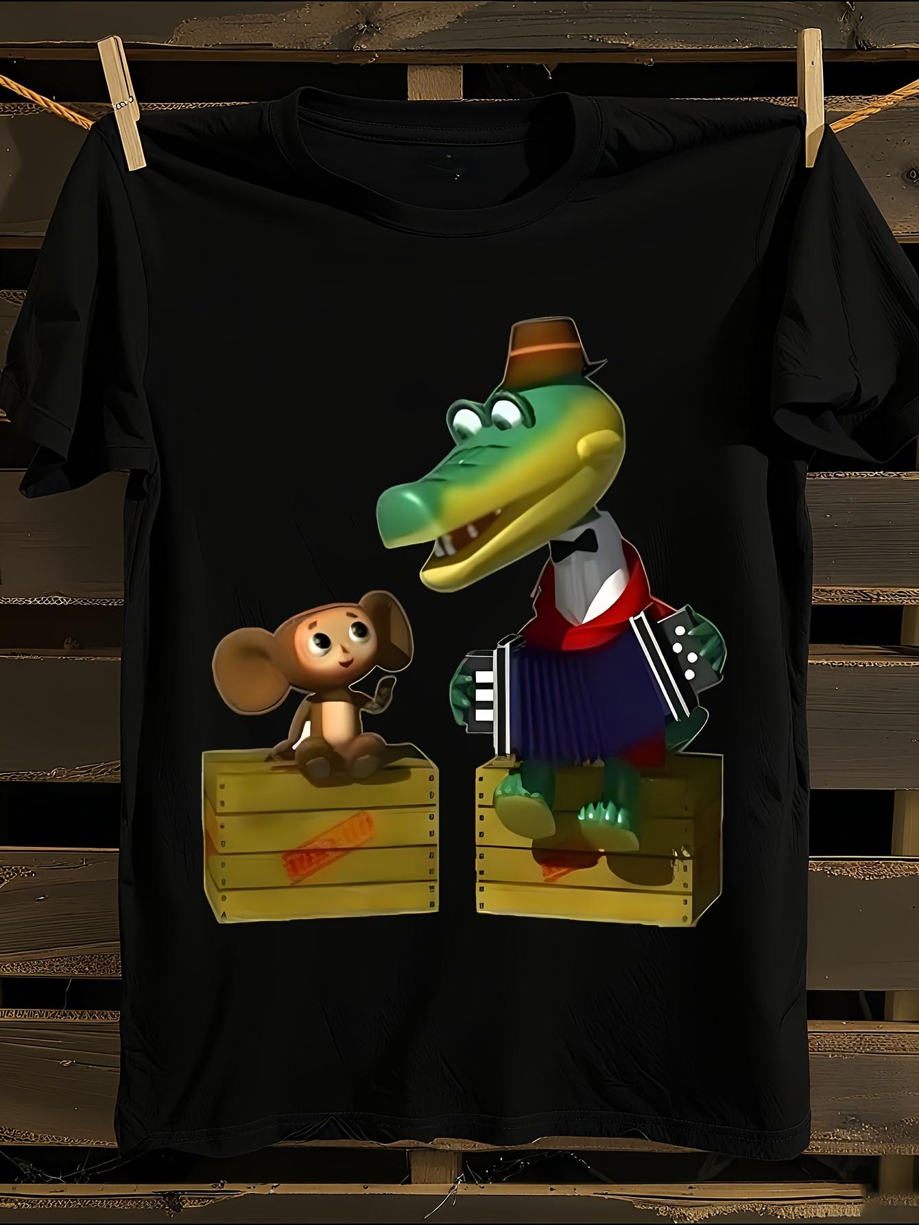 Kawaii Russian Cheburashka Crocodile Anime Tshirt Anime G... XXL