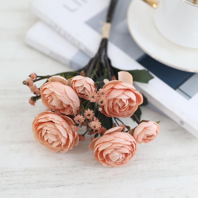 

3 Bunches Of Small Camellia Flowers Wedding Scene Living Room Decoration Floral Ornaments Props Accessories Fake Flowers