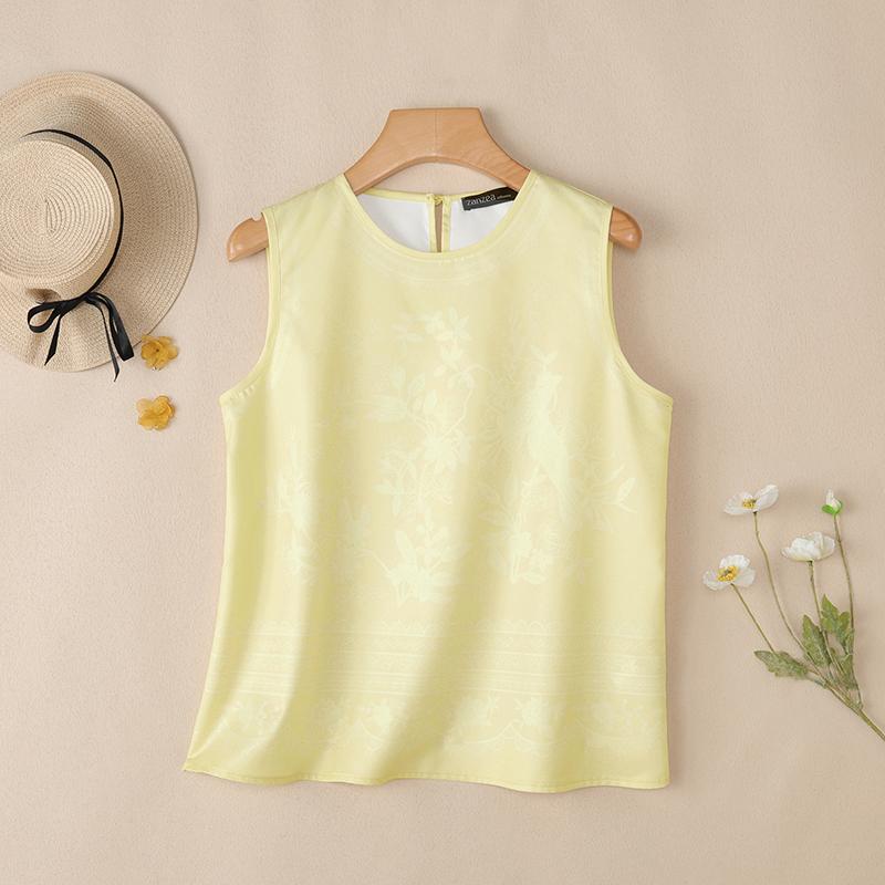 ZANZEA Women Print Casual Round Neck Loose Sleeveless Tank Tops
