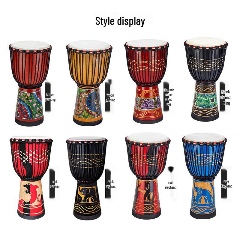 8-Inch Beginner African Drum with Goat Skin for Kindergarten Practice, Indonesia Painted Percussion.