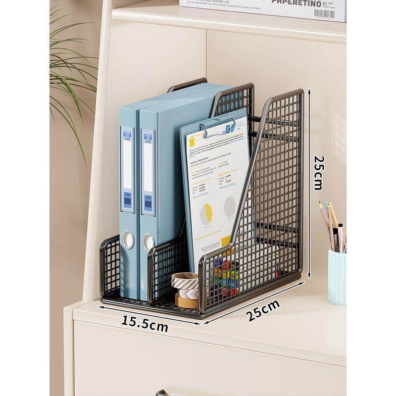 Shelf Desk Bookend Bookshelf Desktop File Box Metal A3a4 File Storage Rack Folder Storage Box Storage Shelf Office All Products File Document Shelf Black Two-Ply