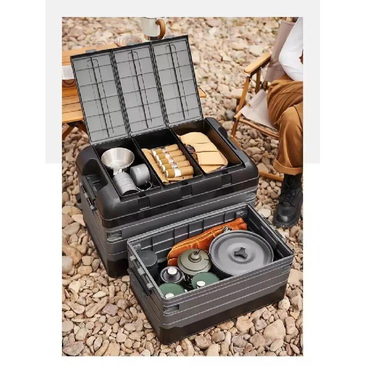 60L Outdoor Storage Box Foldable Storage Box Car Camping Accessories Car Supplies Thickened Storage Box