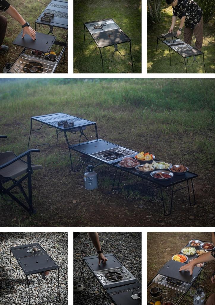 CAMPING MOON IGT Bridge Table with Lid, Stainless Steel, Black, CK-25BK