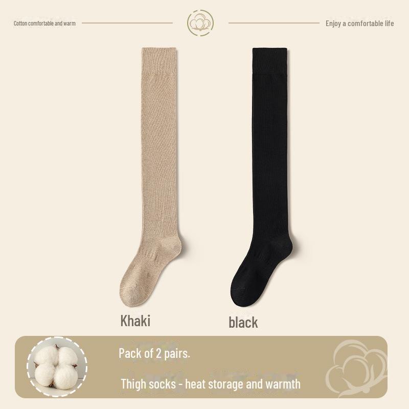Chaussettes montantes en coton pour femmes: Longueur cuisse, Chaud, Antidérapant, Design sans armatures pour le printemps et l'automne
