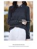 Women's Plus Size Embroidered Stand Collar Long Sleeve Warm Shirt for Autumn/Winter