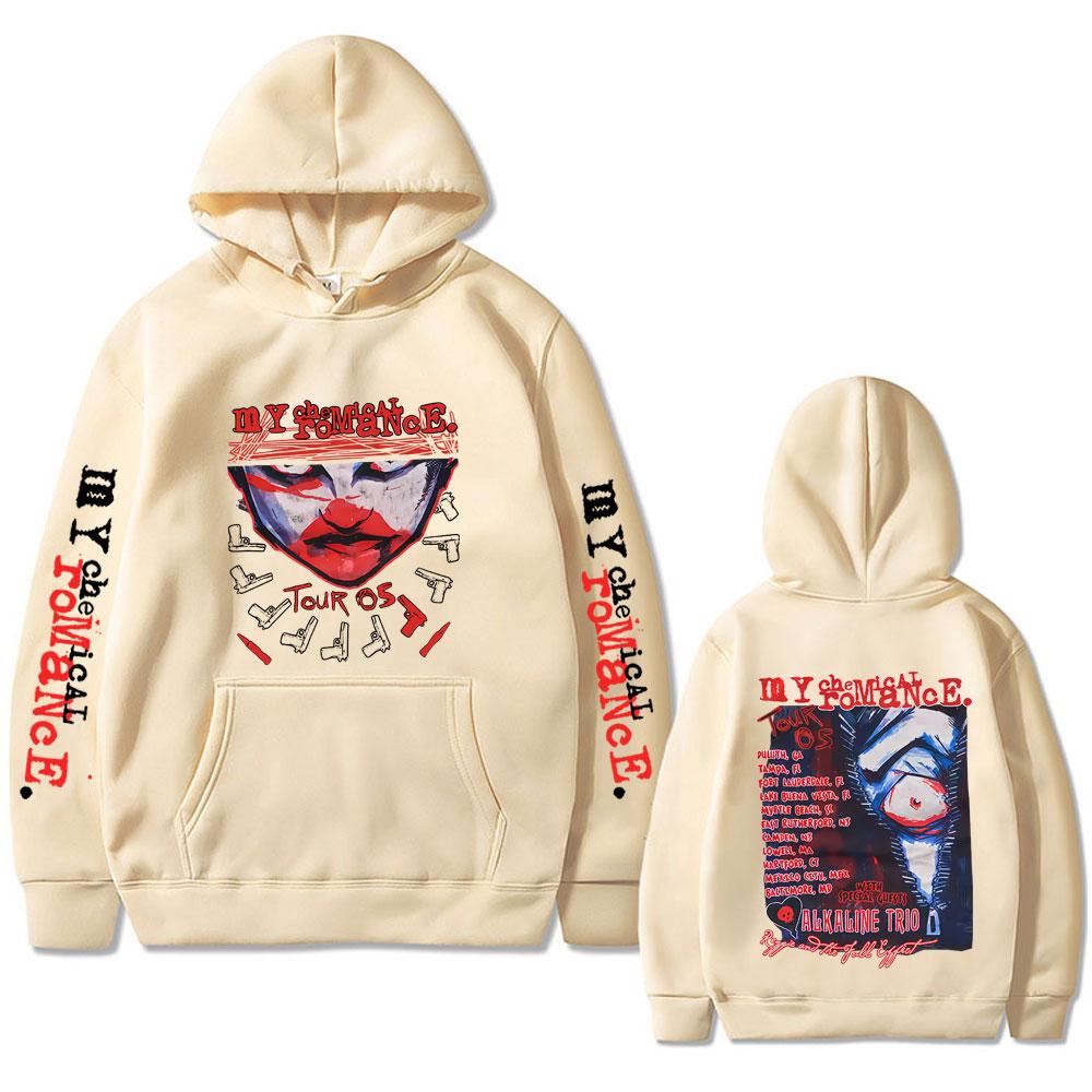 90er Punkband My Chemical Romance Tour 2005 Hoodie Herren Damen Gothic Mode Street Übergroßer Pullover Männlich Fleece Baumwolle Kapuzenpullover