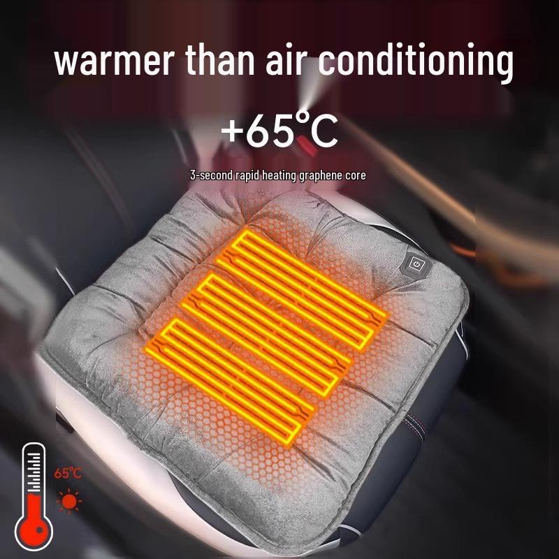 Graphen Plüsch Autositzkissen mit USB Elektrischer Heizung, 12V Universalpassform für Winterwärme.