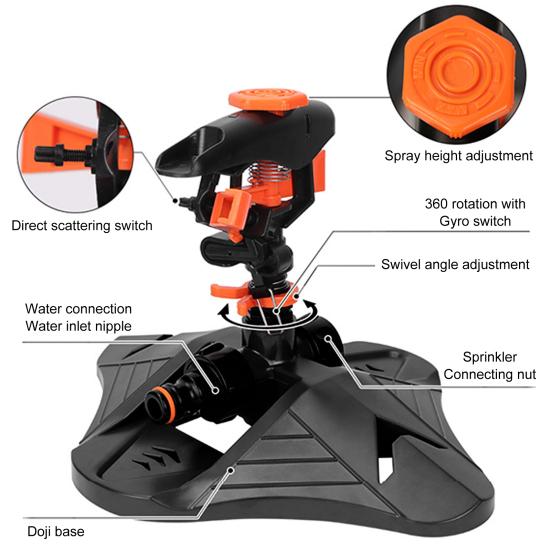 Rotating Lawn Sprinkler Adjustable Universal Simple Installation Garden Water Sprinkler Efficient Stable Irrigation Tool
