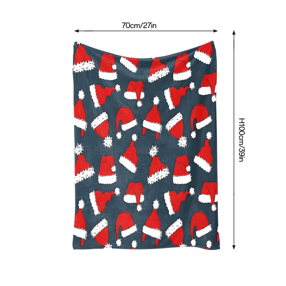 Cozy Christmas Throw Blanket Santa Claus Pattern Reversible Flannel Warm Soft Bedspread Holiday Decor Gift Festive Home Textile
