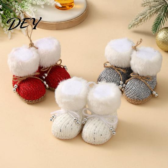 Wool Hanging Boot Ornaments Knitted Christmas Boots Ornaments, Cute Plush Decoration with Winter Festive Decor Bell, Holiday Tree Pendant for