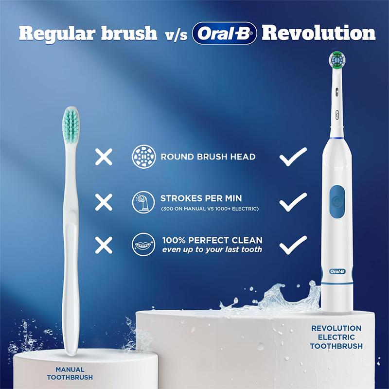 Oral B DB400 Elektrische Zahnbürste Erwachsenen-Zahnbürste Rotation Batteriebetriebene Zahnbürsten 1 Zahnbürste 4 extra Bürstenköpfe