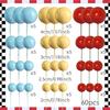 60 peças Toppers de Bolo de Bola Meninos 1º Aniversário Decorações de Bolo Bolas Decorações de Bolo para Carros de Corrida Decorações de Bolo de Aniversário