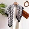 Light Luxury Simple Grid 90 Simulation Silk Large Square Scarf Retro Printed Shawl Versatile Herringbone Scarf Headscarf Women